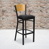 image:imageFlash Furniture HERCULES Series Black Circle Back Metal Restaurant Barstool  Natural Wood Back Black Vinyl Seatblack
