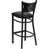 image:imageFlash Furniture HERCULES Series Black Coffee Back Metal Restaurant Barstool  Mahogany Wood SeatBlack Vinyl SeatBlack Metal Frame