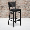 image:imageFlash Furniture HERCULES Series Black Coffee Back Metal Restaurant Barstool  Mahogany Wood SeatBlack Vinyl SeatBlack Metal Frame