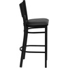 image:imageFlash Furniture HERCULES Series Black Coffee Back Metal Restaurant Barstool  Mahogany Wood SeatBlack Vinyl SeatBlack Metal Frame