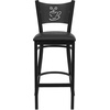 image:imageFlash Furniture HERCULES Series Black Coffee Back Metal Restaurant Barstool  Mahogany Wood SeatBlack Vinyl SeatBlack Metal Frame