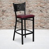 image:imageFlash Furniture HERCULES Series Black Coffee Back Metal Restaurant Barstool  Mahogany Wood SeatBurgundy Vinyl SeatBlack Metal Frame