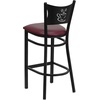 image:imageFlash Furniture HERCULES Series Black Coffee Back Metal Restaurant Barstool  Mahogany Wood SeatBurgundy Vinyl SeatBlack Metal Frame