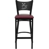 image:imageFlash Furniture HERCULES Series Black Coffee Back Metal Restaurant Barstool  Mahogany Wood SeatBurgundy Vinyl SeatBlack Metal Frame