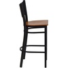image:imageFlash Furniture HERCULES Series Black Coffee Back Metal Restaurant Barstool  Mahogany Wood SeatCherry Wood SeatBlack Metal Frame