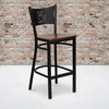 image:imageFlash Furniture HERCULES Series Black Coffee Back Metal Restaurant Barstool  Mahogany Wood SeatCherry Wood SeatBlack Metal Frame