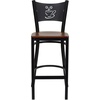 image:imageFlash Furniture HERCULES Series Black Coffee Back Metal Restaurant Barstool  Mahogany Wood SeatCherry Wood SeatBlack Metal Frame