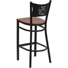 image:imageFlash Furniture HERCULES Series Black Coffee Back Metal Restaurant Barstool  Mahogany Wood SeatCherry Wood SeatBlack Metal Frame