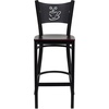 image:imageFlash Furniture HERCULES Series Black Coffee Back Metal Restaurant Barstool  Mahogany Wood SeatMahogany Wood SeatBlack Metal Frame