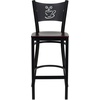 image:imageFlash Furniture HERCULES Series Black Coffee Back Metal Restaurant Barstool  Mahogany Wood SeatMahogany Wood SeatBlack Metal Frame