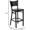 image:imageFlash Furniture HERCULES Series Black Coffee Back Metal Restaurant Barstool  Mahogany Wood SeatMahogany Wood SeatBlack Metal Frame