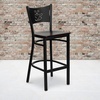 image:imageFlash Furniture HERCULES Series Black Coffee Back Metal Restaurant Barstool  Mahogany Wood SeatMahogany Wood SeatBlack Metal Frame
