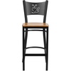 image:imageFlash Furniture HERCULES Series Black Coffee Back Metal Restaurant Barstool  Mahogany Wood SeatNatural Wood SeatBlack Metal Frame
