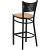 image:imageFlash Furniture HERCULES Series Black Coffee Back Metal Restaurant Barstool  Mahogany Wood SeatNatural Wood SeatBlack Metal Frame