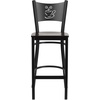 image:imageFlash Furniture HERCULES Series Black Coffee Back Metal Restaurant Barstool  Mahogany Wood SeatWalnut Wood SeatBlack Metal Frame
