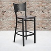image:imageFlash Furniture HERCULES Series Black Coffee Back Metal Restaurant Barstool  Mahogany Wood SeatWalnut Wood SeatBlack Metal Frame