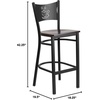 image:imageFlash Furniture HERCULES Series Black Coffee Back Metal Restaurant Barstool  Mahogany Wood SeatWalnut Wood SeatBlack Metal Frame