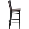 image:imageFlash Furniture HERCULES Series Black Coffee Back Metal Restaurant Barstool  Mahogany Wood SeatWalnut Wood SeatBlack Metal Frame