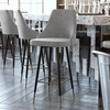 image:imageFlash Furniture Shelly Set of 2 Commercial Bar Height Bar Stools  Gray LeatherSoft Upholstery  Black Metal Frames  30 High  Chrome Feet and Footrests
