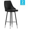 image:imageFlash Furniture Shelly Set of 2 Commercial Counter Height Bar Stools  Gray LeatherSoft Upholstery  Black Metal Frames  26 High  Chrome Feet and FootrestsBlack