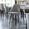 image:imageFlash Furniture Shelly Set of 2 Commercial Counter Height Bar Stools  Gray LeatherSoft Upholstery  Black Metal Frames  26 High  Chrome Feet and FootrestsGrey
