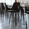 image:imageFlash Furniture Shelly Set of 2 Commercial Counter Height Bar Stools  Gray LeatherSoft Upholstery  Black Metal Frames  26 High  Chrome Feet and FootrestsBlack