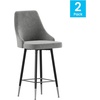image:imageFlash Furniture Shelly Set of 2 Commercial Counter Height Bar Stools  Gray LeatherSoft Upholstery  Black Metal Frames  26 High  Chrome Feet and FootrestsGrey