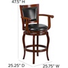 image:imageFlash Furniture Vestina 30 LeatherSoft Barstool with Footrest and Arms Classic Ladder Back Upholstered Bar Height Stool Cherry WoodBlack