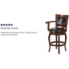image:imageFlash Furniture Vestina 30 LeatherSoft Barstool with Footrest and Arms Classic Ladder Back Upholstered Bar Height Stool Cherry WoodBlack