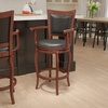 image:imageFlash Furniture Vestina 30 LeatherSoft Barstool with Footrest and Arms Classic Ladder Back Upholstered Bar Height Stool Cherry WoodBlack