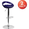 image:imageFlash Furniture Wilson 2 Pack Contemporary Black Plastic Adjustable Height Barstool with Rounded Cutout Back and Chrome BaseBlue