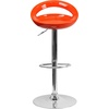 image:imageFlash Furniture Wilson 2 Pack Contemporary Black Plastic Adjustable Height Barstool with Rounded Cutout Back and Chrome BaseOrange