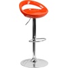 image:imageFlash Furniture Wilson 2 Pack Contemporary Black Plastic Adjustable Height Barstool with Rounded Cutout Back and Chrome BaseOrange