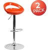 image:imageFlash Furniture Wilson 2 Pack Contemporary Black Plastic Adjustable Height Barstool with Rounded Cutout Back and Chrome BaseOrange