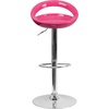 image:imageFlash Furniture Wilson 2 Pack Contemporary Black Plastic Adjustable Height Barstool with Rounded Cutout Back and Chrome BasePink