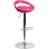 image:imageFlash Furniture Wilson 2 Pack Contemporary Black Plastic Adjustable Height Barstool with Rounded Cutout Back and Chrome BasePink