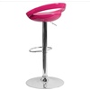 image:imageFlash Furniture Wilson 2 Pack Contemporary Black Plastic Adjustable Height Barstool with Rounded Cutout Back and Chrome BasePink