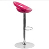 image:imageFlash Furniture Wilson 2 Pack Contemporary Black Plastic Adjustable Height Barstool with Rounded Cutout Back and Chrome BasePink