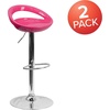 image:imageFlash Furniture Wilson 2 Pack Contemporary Black Plastic Adjustable Height Barstool with Rounded Cutout Back and Chrome BasePink
