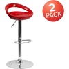 image:imageFlash Furniture Wilson 2 Pack Contemporary Black Plastic Adjustable Height Barstool with Rounded Cutout Back and Chrome BaseRed