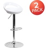 image:imageFlash Furniture Wilson 2 Pack Contemporary Black Plastic Adjustable Height Barstool with Rounded Cutout Back and Chrome BaseWhite