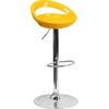 image:imageFlash Furniture Wilson 2 Pack Contemporary Black Plastic Adjustable Height Barstool with Rounded Cutout Back and Chrome BaseYellow