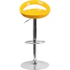 image:imageFlash Furniture Wilson 2 Pack Contemporary Black Plastic Adjustable Height Barstool with Rounded Cutout Back and Chrome BaseYellow