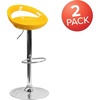 image:imageFlash Furniture Wilson 2 Pack Contemporary Black Plastic Adjustable Height Barstool with Rounded Cutout Back and Chrome BaseYellow
