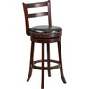 image:imageFlash Furniture Becca 30 High Cappuccino Wood Barstool with Single Slat Ladder Back and Black LeatherSoft Swivel Seat
