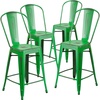 image:imageFlash Furniture Blake Commercial Grade 4 Pack 24 High Distressed Green Metal IndoorOutdoor Counter Height Stool with Back4