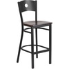 Walnut Wood Seat/Black Metal Frame