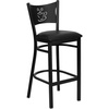 image:imageFlash Furniture HERCULES Series Black Coffee Back Metal Restaurant Barstool  Mahogany Wood SeatBlack Vinyl SeatBlack Metal Frame