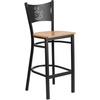 image:imageFlash Furniture HERCULES Series Black Coffee Back Metal Restaurant Barstool  Mahogany Wood SeatNatural Wood SeatBlack Metal Frame