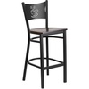 image:imageFlash Furniture HERCULES Series Black Coffee Back Metal Restaurant Barstool  Mahogany Wood SeatWalnut Wood SeatBlack Metal Frame